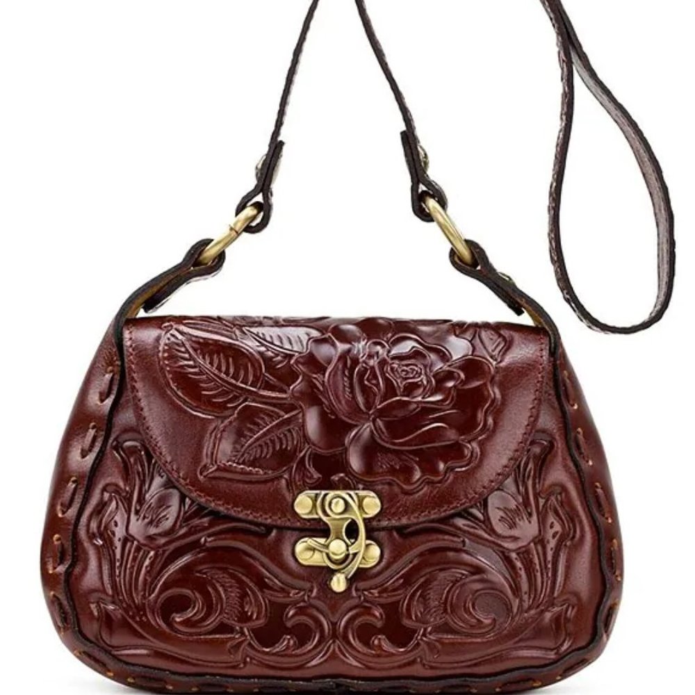 Patricia Nash Rose Tooling Collection----Micaela Baguette Leather Shoulder Bag!